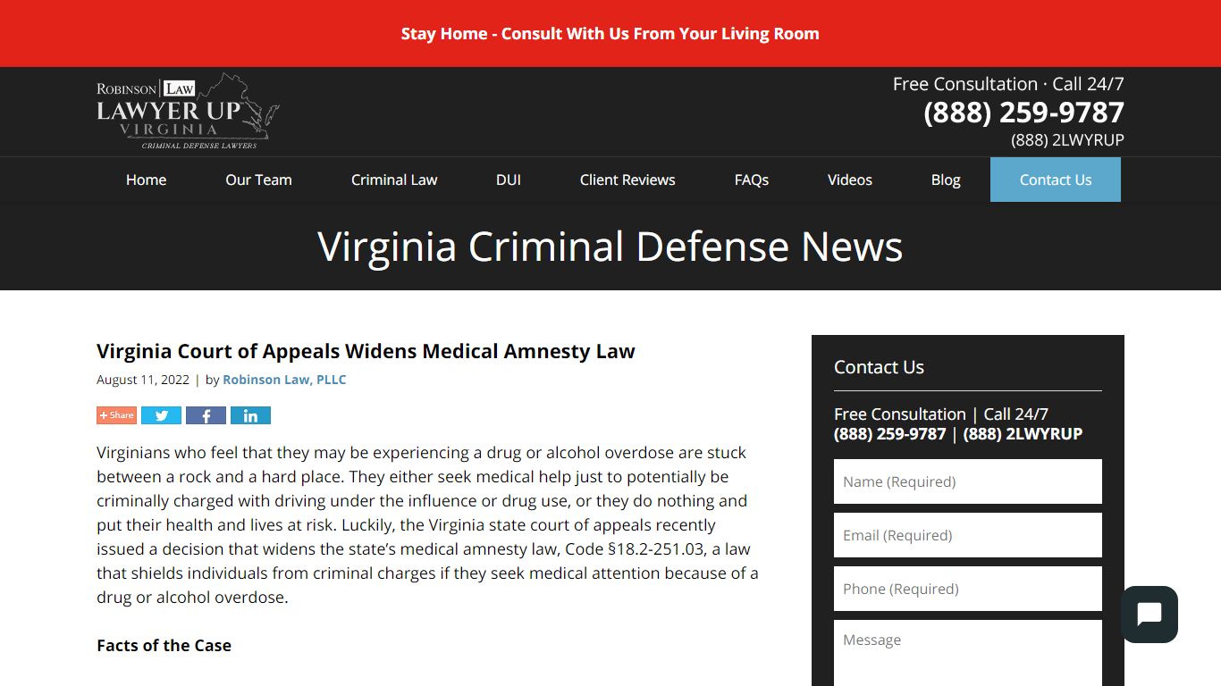 Virginia Court of Appeals Widens Medical Amnesty Law